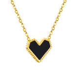 11.4*10.6mm Heart Shape Sticky White/Black/Red Acrylic Pendant 42+5cm+6mm Round Plaque Necklace Golden