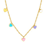 6.3*5.4mm Heart Mixed Color Oil Drops Accessories 04 Cross Chain*40+5cm+6mm Round Plaque Necklace Golden