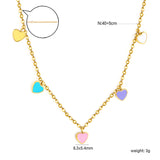 6.3*5.4mm Heart Mixed Color Oil Drops Accessories 04 Cross Chain*40+5cm+6mm Round Plaque Necklace Golden