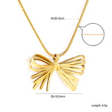 30*18.5mm bow pendant 1.2mm round snake*45+5cm+6mm round plate necklace gold color