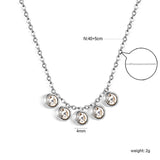 4mm Cylindrical white zirconium accessories 0.3 cross chain *40+5cm+6mm round plate necklace steel color/golden