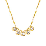 4mm Cylindrical white zirconium accessories 0.3 cross chain *40+5cm+6mm round plate necklace steel color/golden