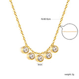 4mm Cylindrical white zirconium accessories 0.3 cross chain *40+5cm+6mm round plate necklace steel color/golden