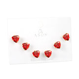 3 pairs of white/mineral black/red/light pink/champagne color 7mm equilateral triangle diamond earrings set Gold color