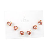 3 pairs of white/mineral black/red/light pink/champagne color 7mm equilateral triangle diamond earrings set Gold color