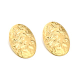 46.2*66.4mm shield textured face earrings gold color