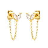 6.6*5.8mm small grass buds with white zirconium + 03 cross chain 30mm accessories earrings Gold color