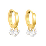 2*9mm spherical earrings + 3 4mm round white zirconium fittings gold color/steel color