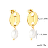 12.6*17mm pig nose + 7.7*10.8mm oval freshwater pearl accessories earrings gold color