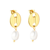 12.6*17mm pig nose + 7.7*10.8mm oval freshwater pearl accessories earrings gold color