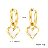 2*10mm I.D. earrings with 12.2*10.4mm heart shaped sticky white/black/red shell fittings Gold color