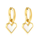 2*10mm I.D. earrings with 12.2*10.4mm heart shaped sticky white/black/red shell fittings Gold color