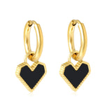 2*10mm I.D. earrings with 12.2*10.4mm heart shaped sticky white/black/red shell fittings Gold color