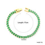 5*3.5mm Oval Emerald Crystal Zirconium Button Head Bracelet 17cm Steel/Golden