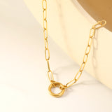 Wire 2.5*outside 14mm round clasp pendant 45cm necklace gold color