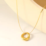 17*18mm Irregular Arc Pendant 1.1mm S Chain*40+5cm+6mm Round Tail Plate Necklace Steel/Golden