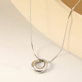 17*18mm Irregular Arc Pendant 1.1mm S Chain*40+5cm+6mm Round Tail Plate Necklace Steel/Golden