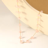 White turquoise/amethyst/pink stone/sky blue stone/turquoise/mixed color stone accessories 0.3 cross elongated chain *40+5cm+6mm round tail plate necklace gold color