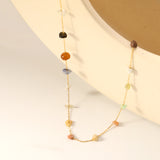 White turquoise/amethyst/pink stone/sky blue stone/turquoise/mixed color stone accessories 0.3 cross elongated chain *40+5cm+6mm round tail plate necklace gold color