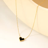 11.4*10.6mm Heart Shape Sticky White/Black/Red Acrylic Pendant 42+5cm+6mm Round Plaque Necklace Golden