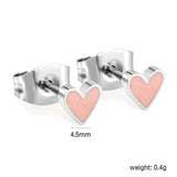 4.5mm Heart with Pink Glitter Drip Earrings Steel Color