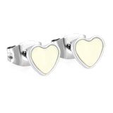 6.3*5.6mm Heart with White Drip Earrings Steel Color