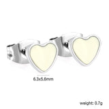 6.3*5.6mm Heart with White Drip Earrings Steel Color