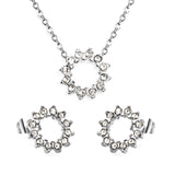 11.6mm Lace Circle with White Zirconium Stud Earrings + Necklace Cross Chain 0.3*44+5cm+6mm Round End Plate Set Steel/Golden