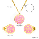 Bobbleboard Candy with Powder Drip Oil Set 0.3 Cross 40+5cm+6mm Round Plaque Earrings: 10.3*9.5mm Pendant: 12.3*11.5mm Steel Color/Golden Color