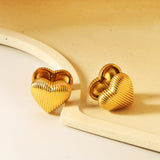 15.4*14mm Vertical Heart Earrings Gold Color