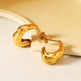 C-Shape Bumpy Earrings Goldtone