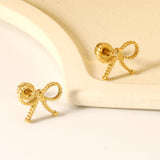 Screw plug 0.8*8mm pin + 10.9*8.6mm bow earrings Gold color