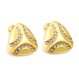 Fat Triangle with White Zirconia Earrings 22.1*21.5mm Gold Color