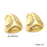 Fat Triangle with White Zirconia Earrings 22.1*21.5mm Gold Color