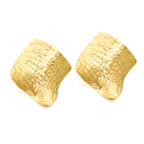 30mm pleated diamond shaped block with scratched face earrings Gold color