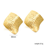 30mm pleated diamond shaped block with scratched face earrings Gold color