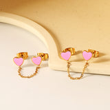 6.3*5.5mm heart shaped black/red/pink oil drops+03 cross chain 30mm accessories earrings gold color