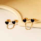 6.3*5.5mm heart shaped black/red/pink oil drops+03 cross chain 30mm accessories earrings gold color