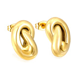 12*19mm Button Knot Earrings Gold Color