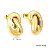 12*19mm Button Knot Earrings Gold Color