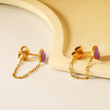 5*5.8mm heart-shaped stick white zirconium/purple drip oil/dark blue drip oil +03 cross chain 30mm accessories earrings gold color