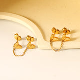 6.7*5.6mm Butterfly+03 Cross Chain 30mm Accessories Earrings Gold color