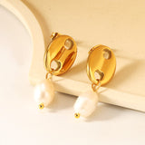 12.6*17mm pig nose + 7.7*10.8mm oval freshwater pearl accessories earrings gold color