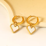 2*10mm I.D. earrings with 12.2*10.4mm heart shaped sticky white/black/red shell fittings Gold color