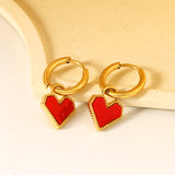 2*10mm I.D. earrings with 12.2*10.4mm heart shaped sticky white/black/red shell fittings Gold color