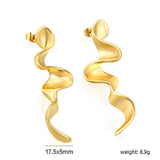 Irregular Line Earrings 17.5mm*5cm Gold Color