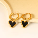 2*10mm I.D. earrings with 12.2*10.4mm heart shaped sticky white/black/red shell fittings Gold color