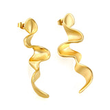 Irregular Line Earrings 17.5mm*5cm Gold Color