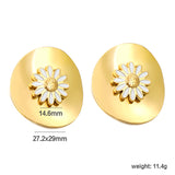 27.2*29mm oval piece with 14.6mm white oil drop daisy stud earrings gold color