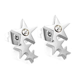 Three large and small stars with diamond earrings 7.6 * 12.3mm steel color / gold color